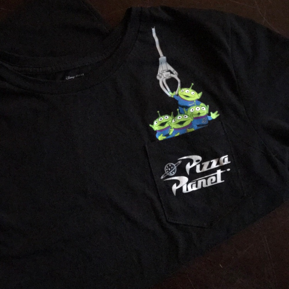 Disney’s Toy Story, Pizza Planet black pocket tee.